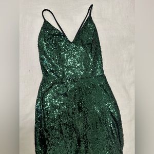 Formal Green Glitter Dress w/ Slit